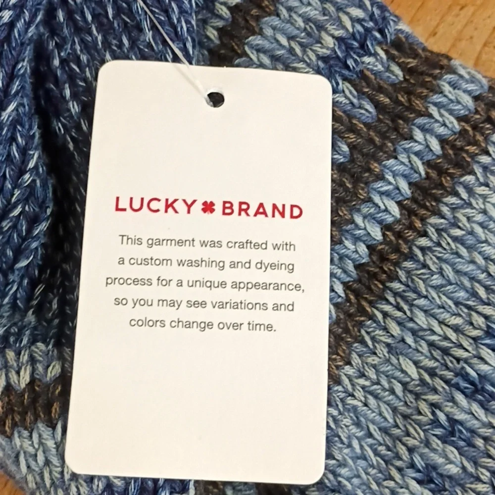 Lucky Brand Blue Heavy Knit Nordic Belted Cardigan Sweater Jacket Size M NWT - Picture 7 of 11